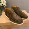 Top LP Designer Loros Open Walk Scarpe da ginnastica in pelle scamosciata Scarpe casual da donna Scarpe da passeggio casual da uomo stivaletto classico Designer di lusso piatto PIANA Calzature di fabbrica di abiti