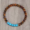 Strand Vintage 6 mm Breats Bracelets Tiger Eye Stone Elastic Rope Pletające bransoletki dla mężczyzn Joga Healing Meditation Biżuteria