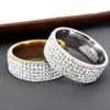 Anéis de casamento Hip Hop Homens Iced Out Bling Ring Masculino Cor de Ouro Aço Inoxidável Completo Strass Anéis de Noivado de Casamento para Homens Mulheres Jóias 231122