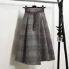 Jupes 2023 automne hiver Plaid impression a-ligne jupe femmes élastique taille haute asymétrique Patchwork tout-match femme vêtements