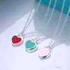 Tiffanyny V0p6 Edelstahl Süße Liebe Herz Designer Halskette für Frauen Kreuz Rosa Blau Rot Nette Halsband Luxus Marke Schmuck p44x