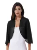 Gilets pour femmes Femmes Capes en mousseline de soie Cardigan Boléro Veste 3/4 Manches évasées Couleur unie Soirée de mariage Robe de mariée Cover Up Wraps