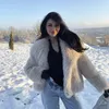 Women Fur Faux Chic Ins Blogger Mash Fake Fox Coat Winter Luksus Design Duże kołnierz Cool Girl 231122