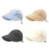 Visores Fisherman Cap dobrável largura chapéus solar lascas de cordas de praia Captos de chapéu de praia Men de secagem rápida respirável Soma J8R5