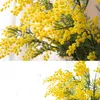 Dekorativa blommor 86 cm 3 gafflar konstgjorda acacia gul mimosa plysch pudica spray körsbär falsk siden blommor bröllop fest dekor röd böna