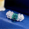 Vintage Emerald Diamond Ring 100% Real 925 sterling silver Party Wedding band Rings for Women Men Promise Engagement Jewelry