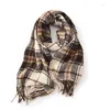 Sciarpe Autunno Donna Plaid Eleganza Sciarpa Comfort Caldo Addensare Scialle Per Donna Inverno Casual Stile Preppy Ragazza Fazzoletto da collo