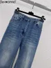 Jeans feminino bearomad de alta qualidade designer de moda de verão vintage azul escuro color