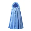 Jas Kinderen Fancy Halloween Cosplay Kostuums Prinses Mantel Stage Performance Capuchon Tovenaarssjaal Meisjes Roze Blauw Fluwelen Warme Cape