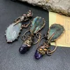 Pendant Necklaces Natural Labradorite Crow Mouth Amethysts Spectrolite Bronze Charms Irregular Stone Antique Copper Necklace