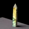 Labradorite Moonstone Quartz Crystal Stone Rhinestone Point Healing Hexagonal trollstavstorlek Slumpmässigt skicka