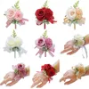 Autres accessoires de mode Novo casamento pulso corsage damas de honra pulseira flor de seda pulso corsage pulseiras casamento mo flores boutonnière pad J230422