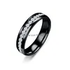 Anéis de banda de aço inoxidável anel de diamante cristal noivado casamento anéis simples fileira ouro mulheres moda jóias e cair deli dhwj8