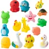 Baby Bath Toys 510 Piecesset Söt djurdusch Swimming Water Soft Rubber Float Squeezing Sound Childrens 231122