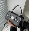 Akşam çantaları harajuku gotik omuz çantası kadın metal punk moto biker tarzı kadın çanta crossbody y2k karanlık messenger çanta kare çantalar 230422