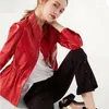 Kvinnors läder 2023Leather Jacket Högkvalitativ äkta fårskinnjackor Kvinnor Motorcykelkläder Kvinna Autumn Mujer Cha