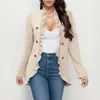 Women's Jackets Elegant Office Lady Suit Solid Color Ruffles Button Down Cardigan Coats Autumn And Winter Long Sleeve Blazers