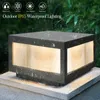 Modern solar outdoor lamp with adjustable color warm pillar lamps(2 pack)