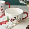 Tazze 1pc pupazzo di neve di Natale tazza di caffè in ceramica stoviglie in rilievo acqua per la casa idee regalo per le vacanze 231122