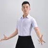 Scene Wear Men Latin Dance Tops Practice Clothing White Shirts Male Cha Samba Tango Salsa Ballroom Dancing Costumes DQS6425