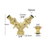 Оборудование для полива, латунный разветвитель садового шланга 3/4 дюйма, 2/4-ходовой кран, Y-образный разъем для полива, садовый кран для уличного крана 231122