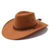 Berets Vintage Fedoras Hüte Für Männer Frauen Filz Breiter Krempe Eimer Fedora Swanowing Cowboy Jazz Outdoor 8 Farben