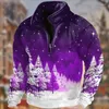 Herenhoodies Herfst Rits Sweatshirts 3D Kerstprint Mode Kleding Losse Grote Trui Top Vakantiefeest