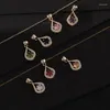 Colares pendentes 2023Luxury Love Drop colar colorido Chain de clavícula de pedras preciosas conjuntos de jóias de aço inoxidável estético
