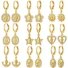 Boucles d'oreilles créoles de Style européen et américain, bijoux religieux pour femmes, pierre incrustée, Design de la vierge marie minoritaire