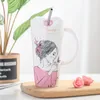 Tassen Nettes Mädchen Keramiktasse 450 ml Porzellan Kaffeetasse mit Strohhalm Frauen Home Milch Tee Saft Tassen Geburtstagsgeschenk 231122