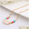 Chokers White Shell Choker Necklce Sier Gold Chain Women Halsband Beach Fashion Jewlery Will and Drop Leverans smycken Halsband håller Dh47i