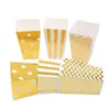 Gift Wrap 12st Gold Silver Dot Wave Randig papper Popcorn Box Pop Corn Candy Snack Favor Xmas Wedding Kid Birthday Party Decoration 230422