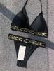 Luxury Bikini Designer Sexig Beach Bikinis Swim Suit Fashion Letter Tryckt Lace Up Summer Split Swimsuit For Women 433