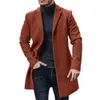 Erkek Yün Karışımlar Kış Erkekler Yün Palto Sıradan Moda Yakası Tek Göğüslü Gençlik Tarzı Ceket Erkekler Orta Uzunluk İnce Uzun Kollu Yün Ceket 231122