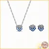 Chaînes collier coeur surélevé et boucles d'oreilles ensemble en argent Sterling 925 adapté aux bijoux de cadeau d'anniversaire des femmes