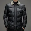 Chaquetas para hombres Chaqueta de lujo ligera Abrigo de algodón Cuello de lana Outwear Color sólido Sin sombrero Tendencia de moda Invierno Coreano A prueba de viento Cálido 231123