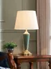 Bordslampor American Luxury Copper Ceramic Lamp Led E27 sovrum sovrum kreativ enkel varm modern skrivbordsljus heminredning vardagsrum