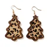 S3865 joyería de moda pendientes colgantes de madera con forma del árbol de Navidad para mujer pendientes de cuero con incrustaciones de crin Bohemina