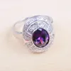 Necklace Earrings Set Russian Style Zirconia Wedding Jewelry Purple Crystal Pendants Earring Ring For Women Luxury Party QZ099