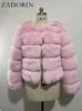 Womens Fur Faux Zadorin Long Sleeve Artificial Fox Coat Winter Fashion Thick Warm Clothing 231122