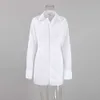 OOTN blanc femmes vêtements mode Sexy Mini robes Clubwear robes bouton blanc à manches longues chemise robe