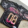 Мужские футболки Футболки Harajuku Hellstar Негабаритная футболка с сетчатым принтом High Street Jersey Черный 8 Мужская футболка Своевременная доставка 75hy T5h4 DK4H DW