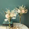 Flores decorativas boêmio mesa de casamento arranjos centrais da dama de honra flor atacado decorações plantas verdes segurando simulado