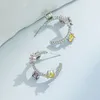 Hoop kolczyki liuerxin design w kształcie litery C skręt w kształcie litery C dla kobiet inkrustowany kolor cyrkon kolczyki ins
