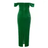 Casual Dresses Sexy Green Tube Top Shoulder Slim Retro kryddklänning