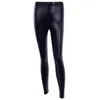 Damen-Leggings, Herbst-Winter, glänzende Pu-Lederhose, elastisch, schwarz, für Damen, Übergröße, Fitness-Strumpfhose, hohe Taille, schlanke Trainingshose