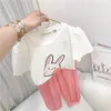 Set di abbigliamento Abbigliamento estivo per bambini Abbigliamento casual T-shirt a maniche corte per cartoni animati Pantaloni Abbigliamento sportivo per bambini all'aperto Completi per ragazze