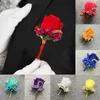 Andra modetillbehör konstgjorda silkplast rosblommor brudgummen boutonniere man stift kostym corsage brud bröllop ceremoni party dekorationer j230422