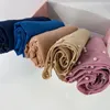 Vêtements ethniques Perles colorées Hijabs Premium Foulard en mousseline de soie lourde Foulards pour femmes malaisiennes Long Châle Wrap Foulard Coffrets cadeaux personnalisés