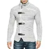 Pulls pour hommes Boucle en cuir Zipper Pull épaissi Hommes Solide Couleur Slim Chaud Turtleneck Jumpers Mâle Automne Hiver Casual Tricoté